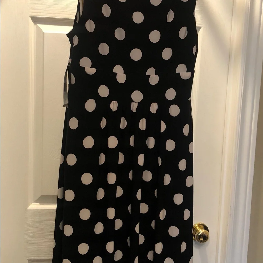 Chaps Black & White Polka Dot Sleeveless Dress Size Large BNWT - Picture 4 of 5